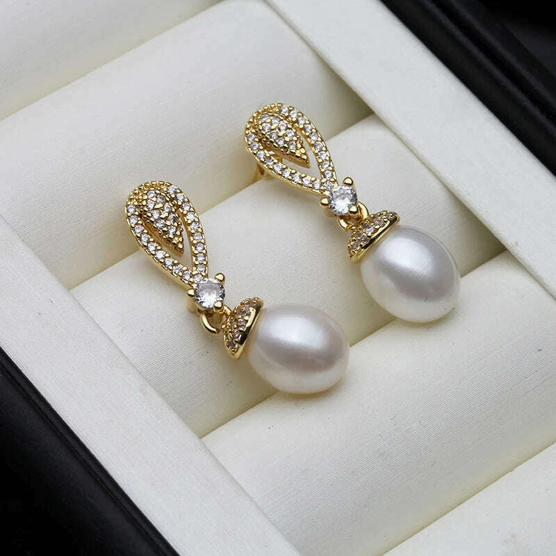 KIMLUD, 2023 New Dangling Natural Pearl Earrings For Women,Cute Boho Freshwater Pearl Earring Wedding Engagement Gift White Black, white pearl earring, KIMLUD Women's Clothes