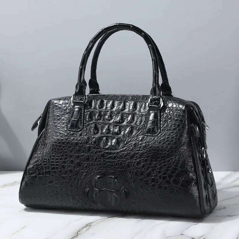 KIMLUD, 2023 New Designer Crocodile Skin Women Travel Handbag Fashion Genuine Leather Lady Shoulder Bag  Large Capacity Messenger Bag 50, black, KIMLUD Womens Clothes