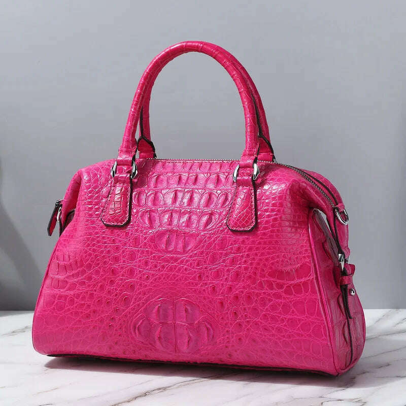 KIMLUD, 2023 New Designer Crocodile Skin Women Travel Handbag Fashion Genuine Leather Lady Shoulder Bag  Large Capacity Messenger Bag 50, rose, KIMLUD Womens Clothes