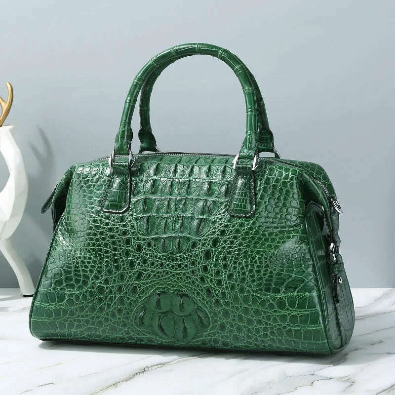 KIMLUD, 2023 New Designer Crocodile Skin Women Travel Handbag Fashion Genuine Leather Lady Shoulder Bag  Large Capacity Messenger Bag 50, green, KIMLUD Womens Clothes