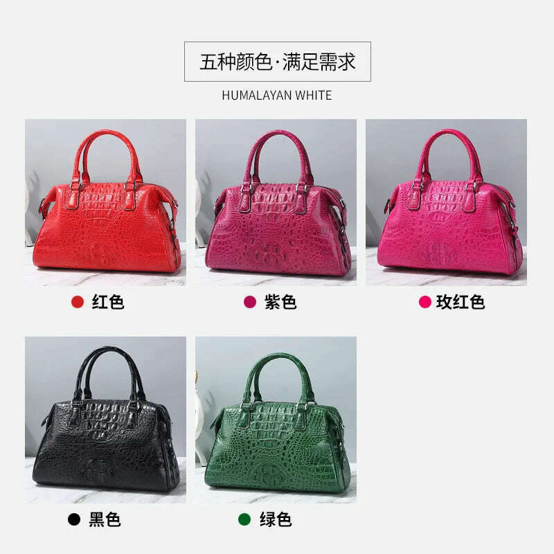 KIMLUD, 2023 New Designer Crocodile Skin Women Travel Handbag Fashion Genuine Leather Lady Shoulder Bag  Large Capacity Messenger Bag 50, KIMLUD Womens Clothes