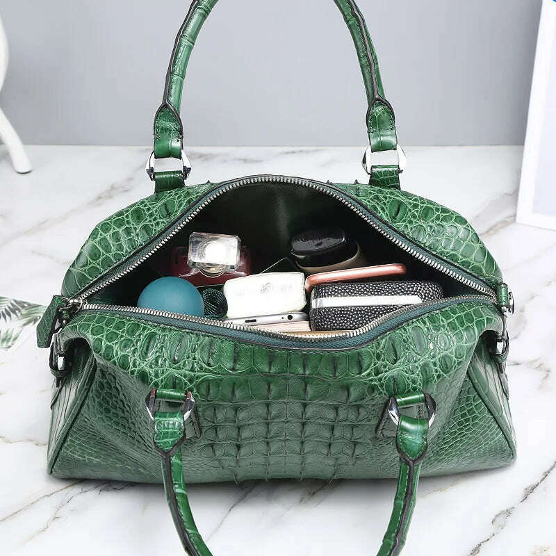 KIMLUD, 2023 New Designer Crocodile Skin Women Travel Handbag Fashion Genuine Leather Lady Shoulder Bag  Large Capacity Messenger Bag 50, KIMLUD Womens Clothes