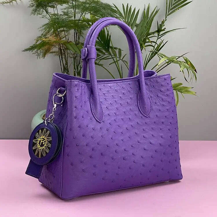 KIMLUD, 2023 New Designer Ostrich Skin Women Handbag Fashion Genuine Leather Lady Messenger Bag Luxury Large Capacity Shoulder Bag 50, KIMLUD Women's Clothes