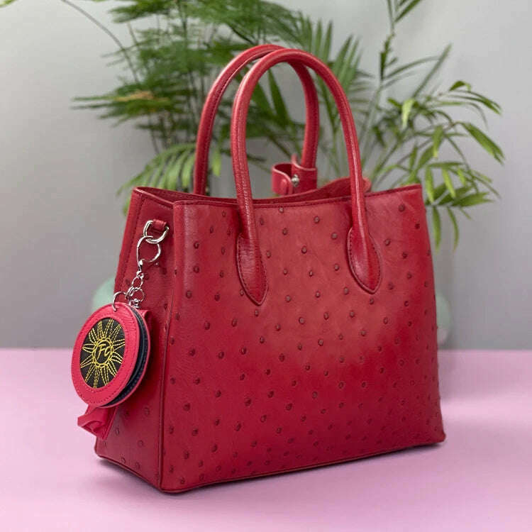 KIMLUD, 2023 New Designer Ostrich Skin Women Handbag Fashion Genuine Leather Lady Messenger Bag Luxury Large Capacity Shoulder Bag 50, KIMLUD Womens Clothes