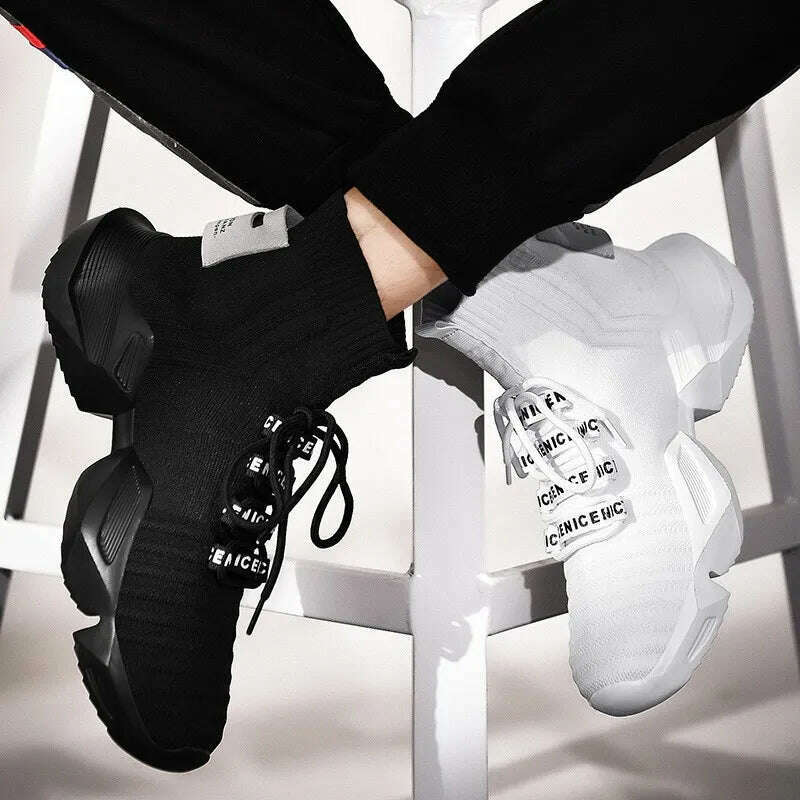 2023 New In Men's Retro Sock Sneakers High Top Chunky Men Shoes Breathable Thick Bottom Casual Shoes Zapatos De Hombre - KIMLUD