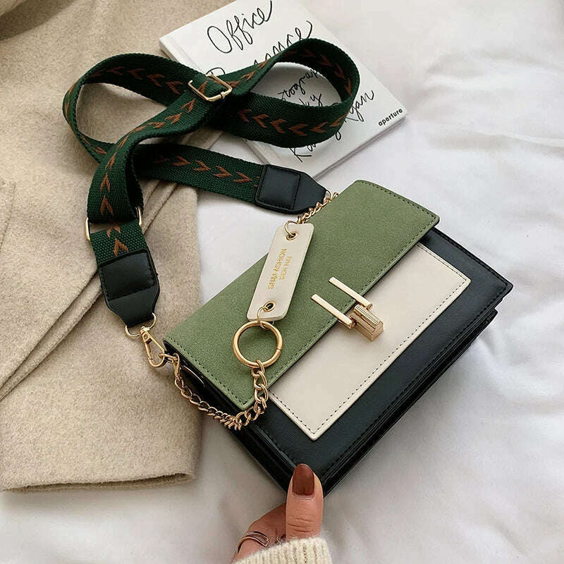 KIMLUD, 2023 New Ladies Messenger Bags Fashion Mobile Phone Bags Casual Shoulder Bags Contrast Color Ladies Bags Luxury Designer Bags, Green, KIMLUD Womens Clothes