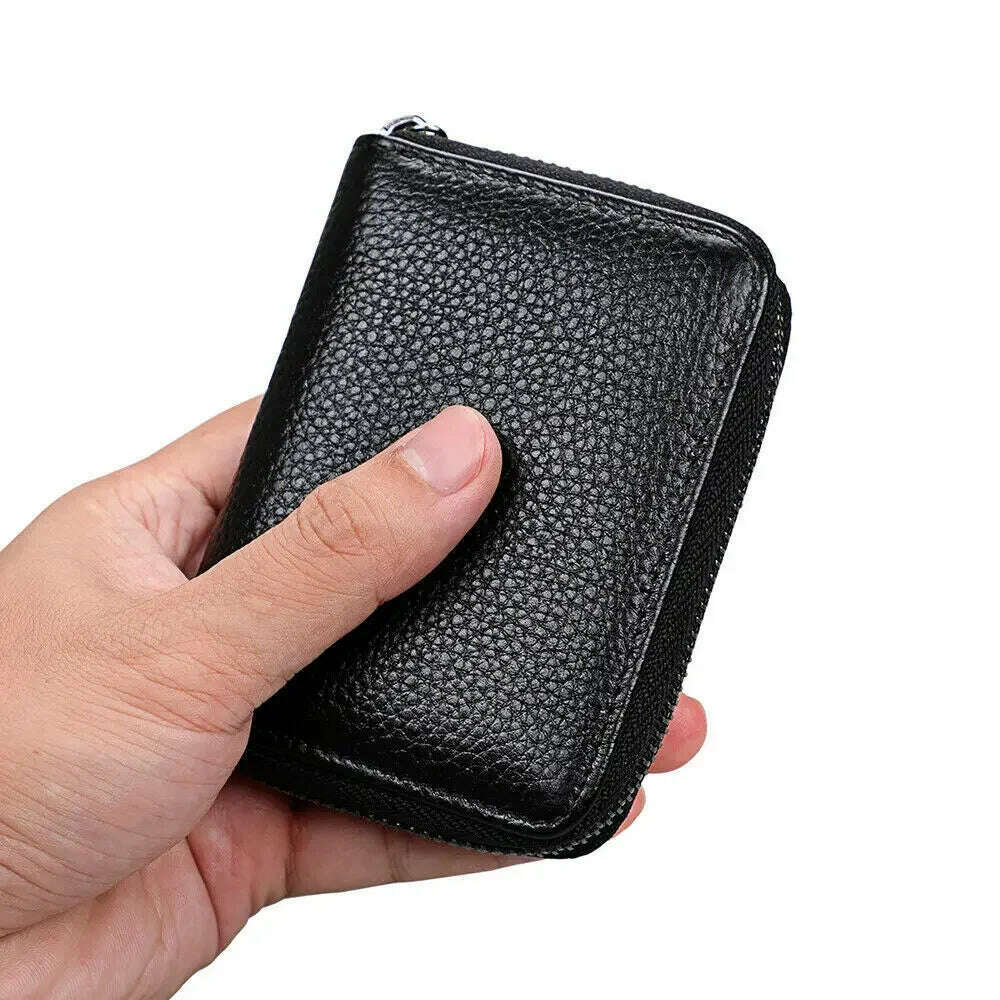 2023 New Mini Leather 20 Card Wallet Mini Leather Wallet Business Case Purse Holder RFID Blocking Carteira Masculina Porte Carte - KIMLUD