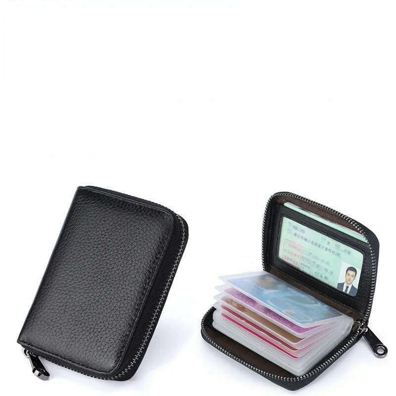 2023 New Mini Leather 20 Card Wallet Mini Leather Wallet Business Case Purse Holder RFID Blocking Carteira Masculina Porte Carte - KIMLUD
