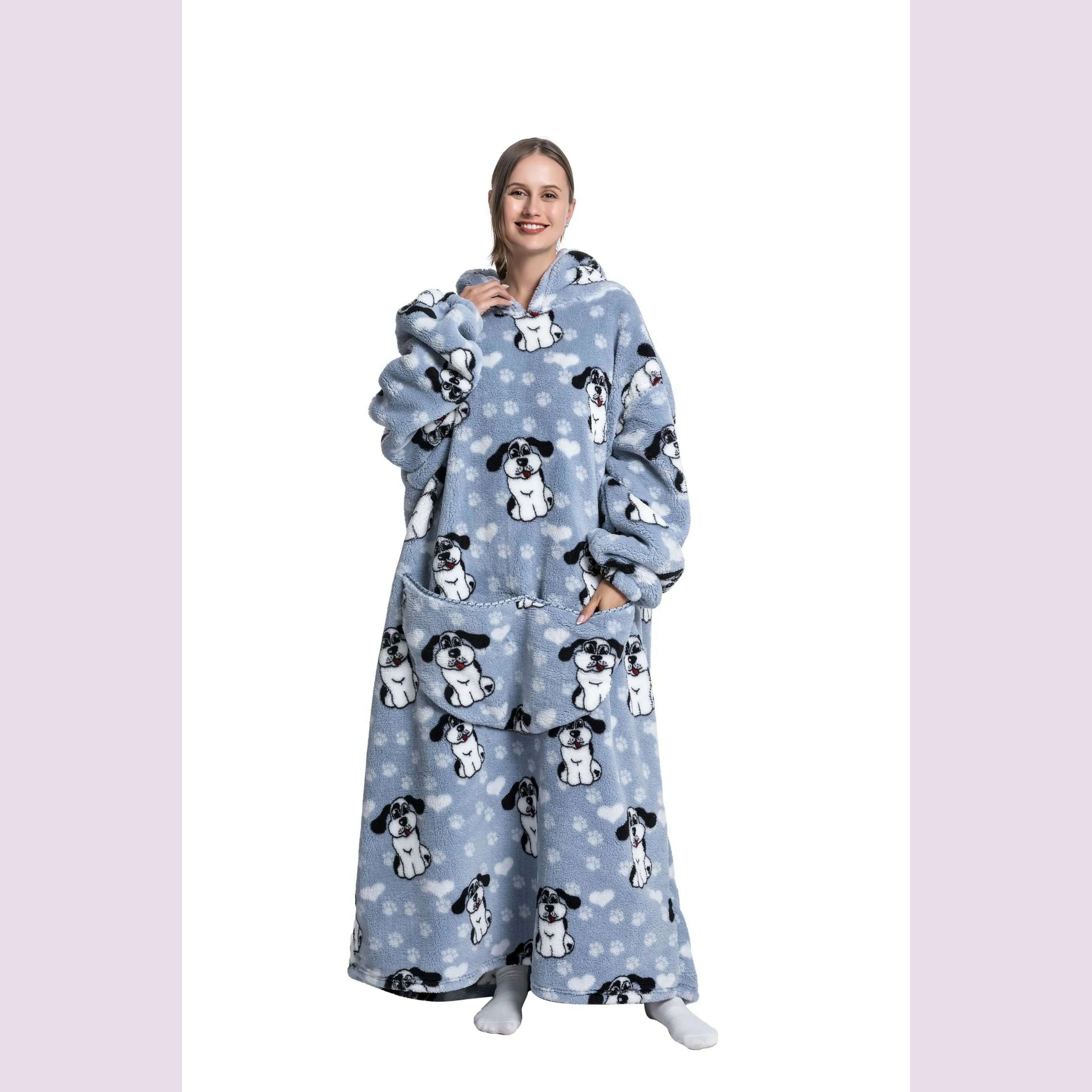 2023 New Oversized TV Wearable Blanket Extra Long Warm Plush Fleece Winter Sherp Hoodie Men Women Soft Sweatshirt Gifts - KIMLUD