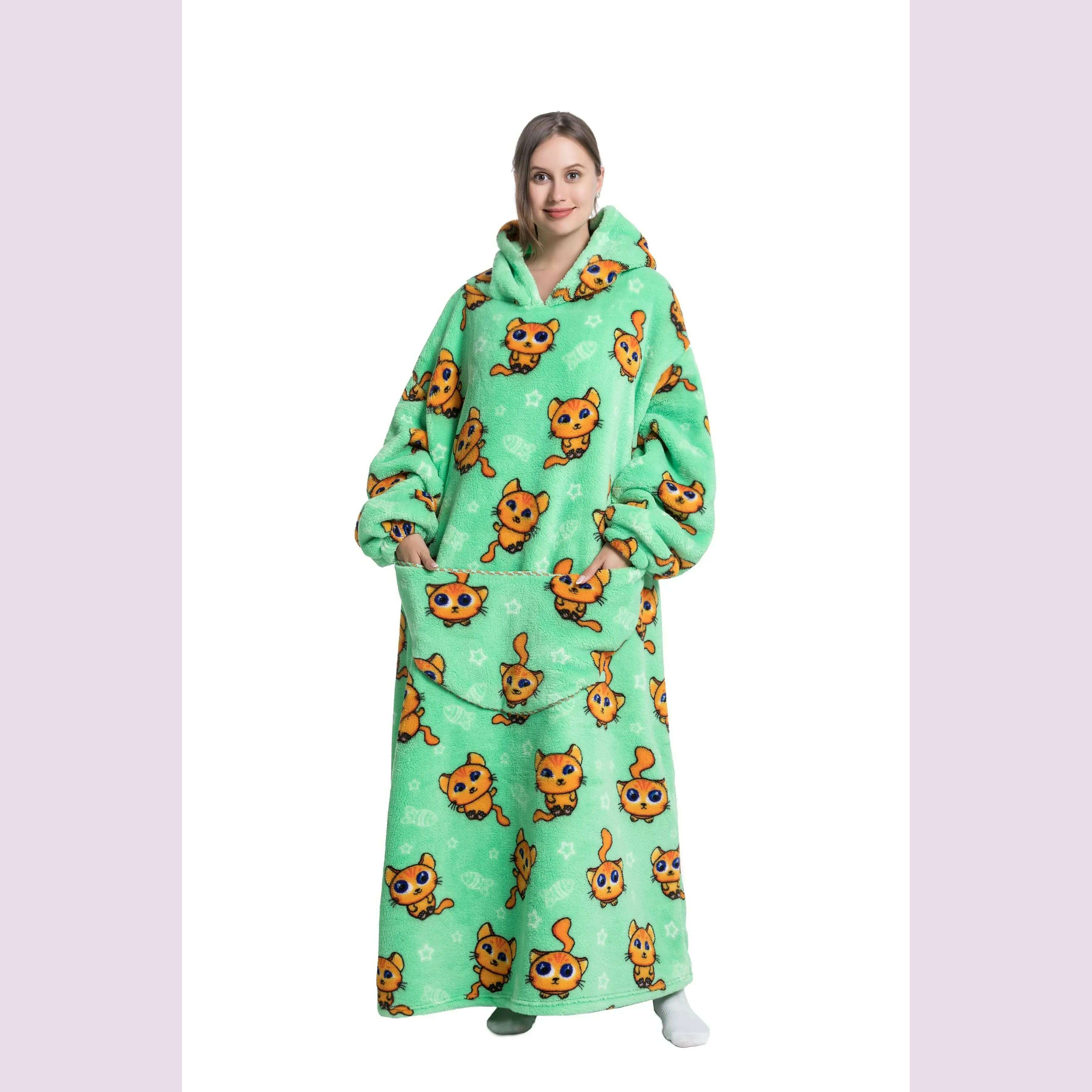 2023 New Oversized TV Wearable Blanket Extra Long Warm Plush Fleece Winter Sherp Hoodie Men Women Soft Sweatshirt Gifts - KIMLUD
