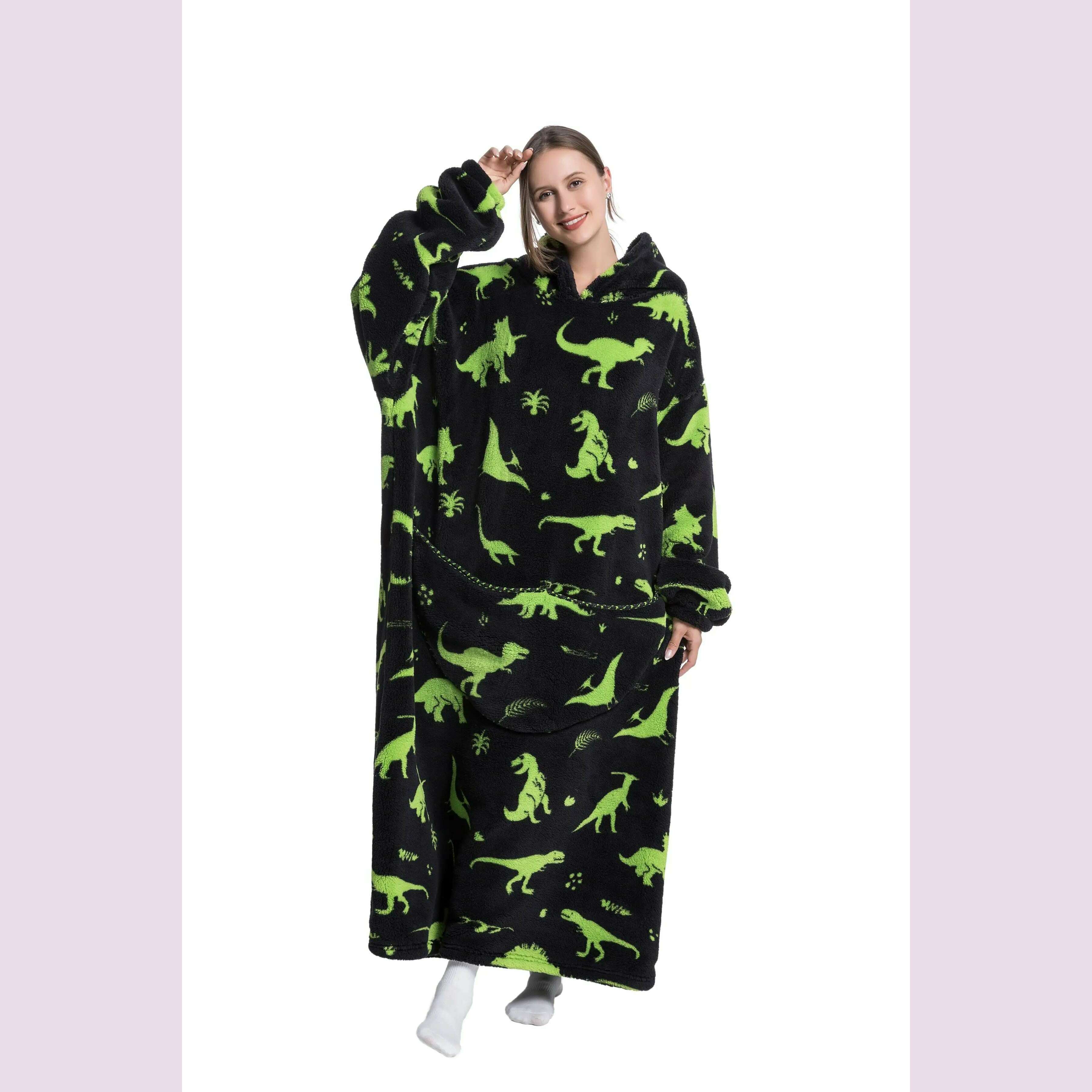 2023 New Oversized TV Wearable Blanket Extra Long Warm Plush Fleece Winter Sherp Hoodie Men Women Soft Sweatshirt Gifts - KIMLUD