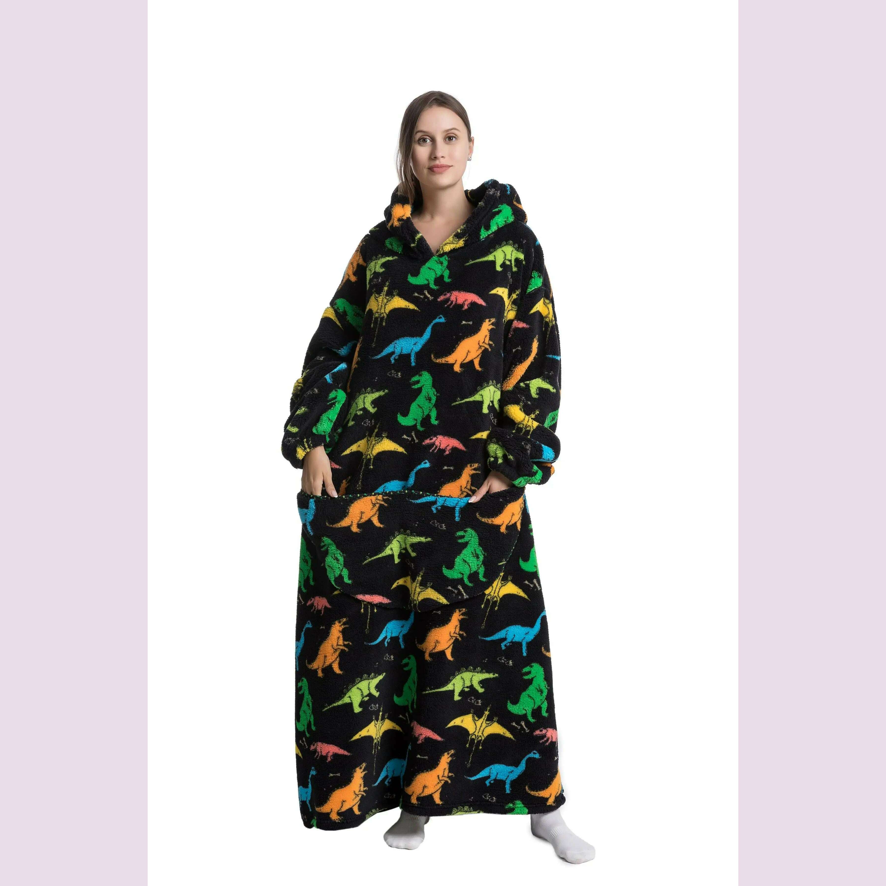 2023 New Oversized TV Wearable Blanket Extra Long Warm Plush Fleece Winter Sherp Hoodie Men Women Soft Sweatshirt Gifts - KIMLUD