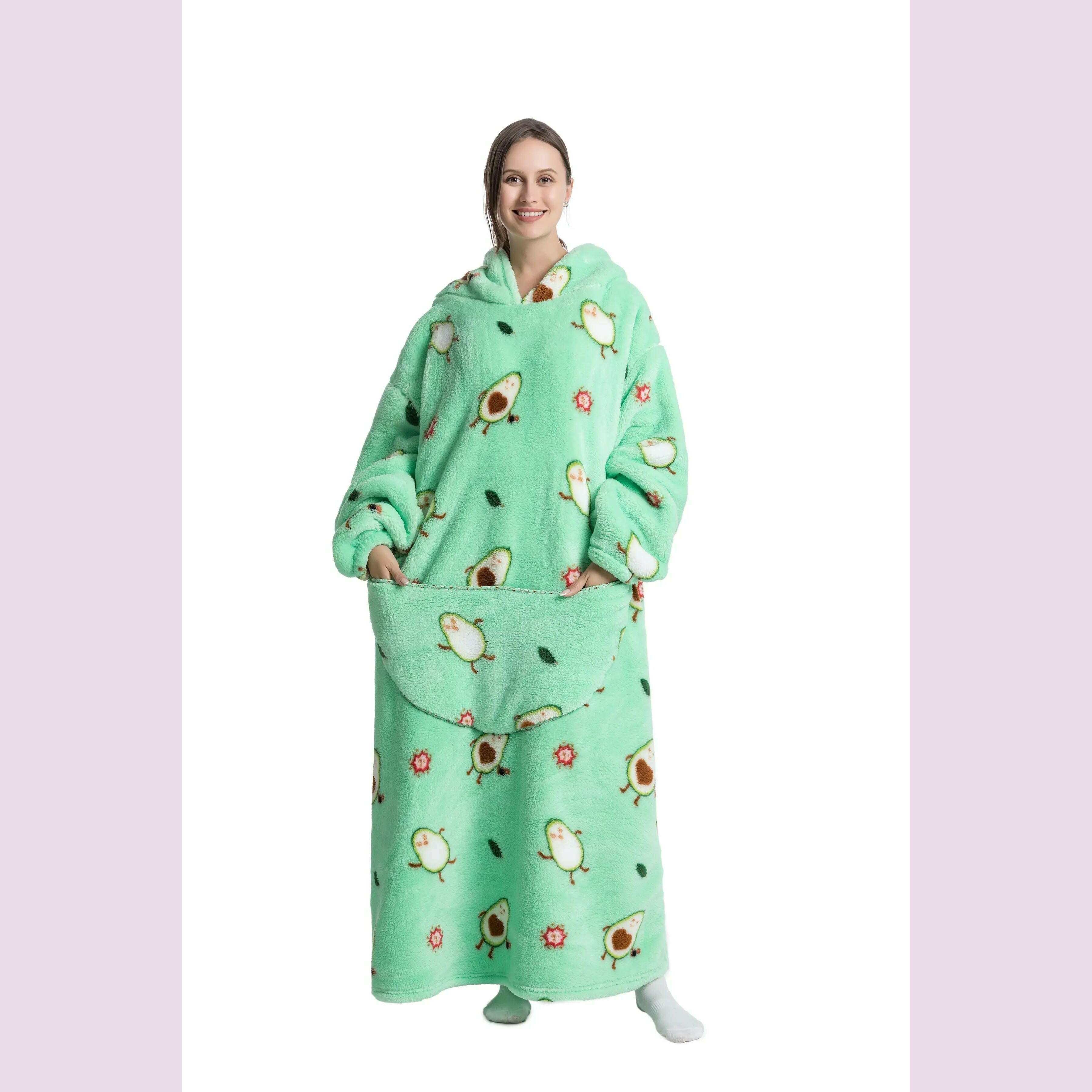 2023 New Oversized TV Wearable Blanket Extra Long Warm Plush Fleece Winter Sherp Hoodie Men Women Soft Sweatshirt Gifts - KIMLUD