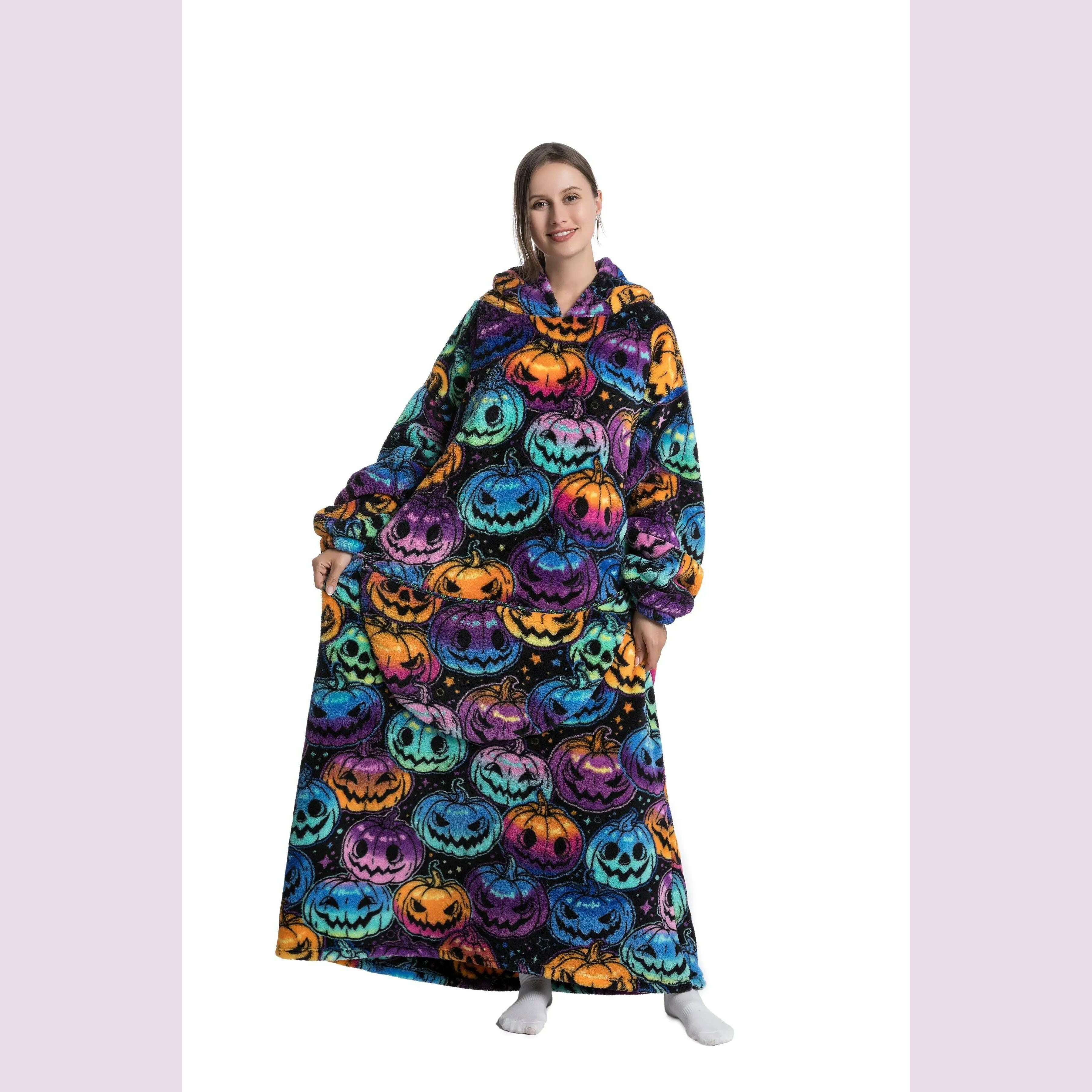 2023 New Oversized TV Wearable Blanket Extra Long Warm Plush Fleece Winter Sherp Hoodie Men Women Soft Sweatshirt Gifts - KIMLUD