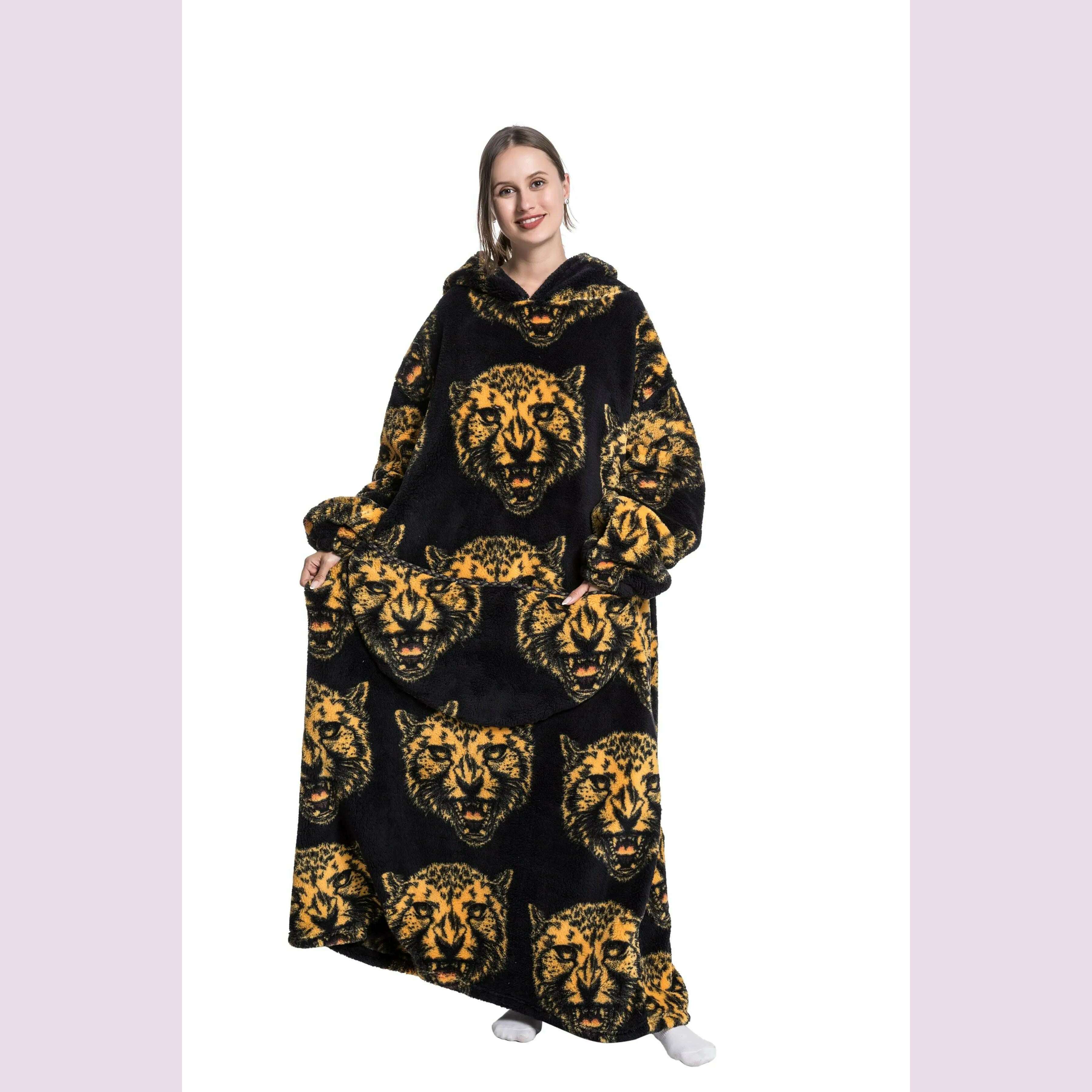 2023 New Oversized TV Wearable Blanket Extra Long Warm Plush Fleece Winter Sherp Hoodie Men Women Soft Sweatshirt Gifts - KIMLUD