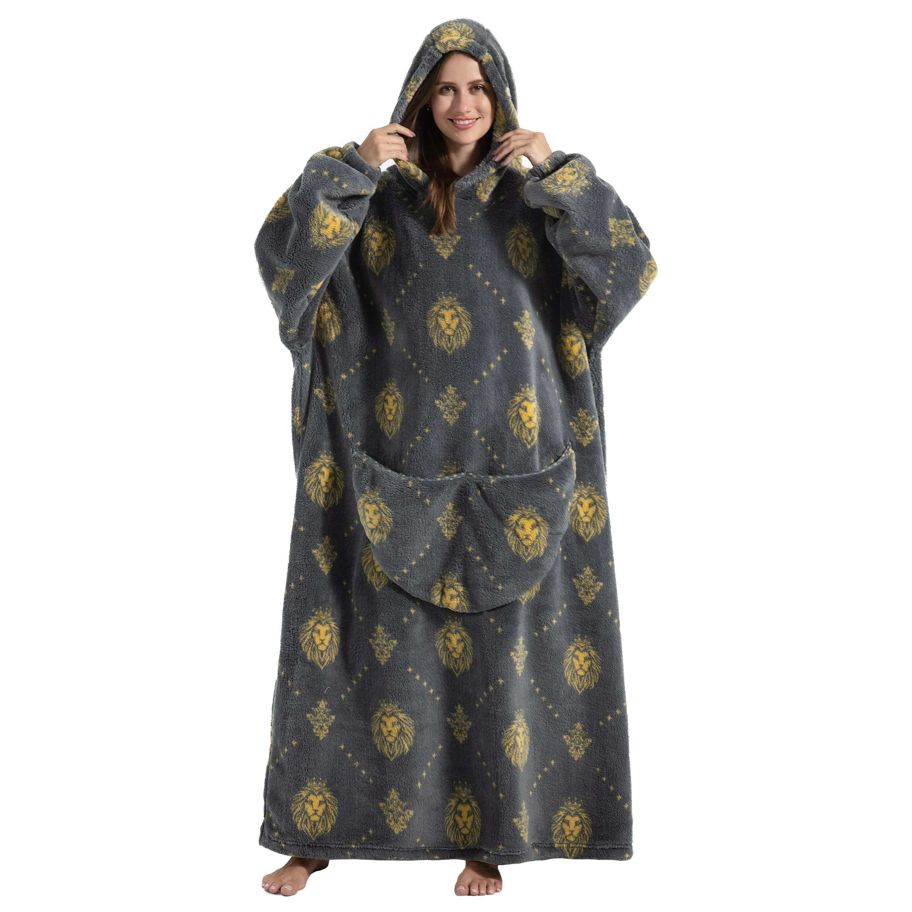 2023 New Oversized TV Wearable Blanket Extra Long Warm Plush Fleece Winter Sherp Hoodie Men Women Soft Sweatshirt Gifts - KIMLUD