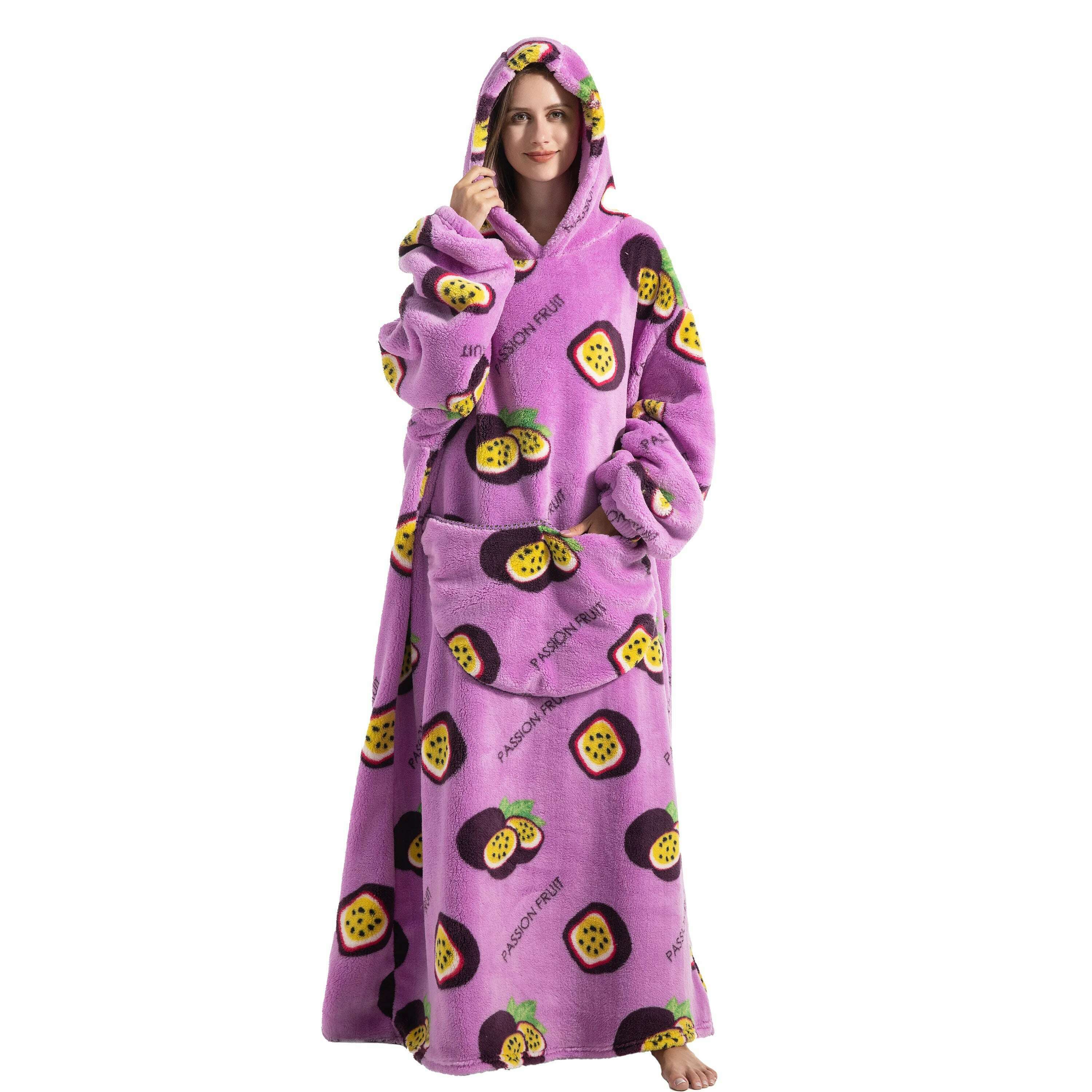 2023 New Oversized TV Wearable Blanket Extra Long Warm Plush Fleece Winter Sherp Hoodie Men Women Soft Sweatshirt Gifts - KIMLUD
