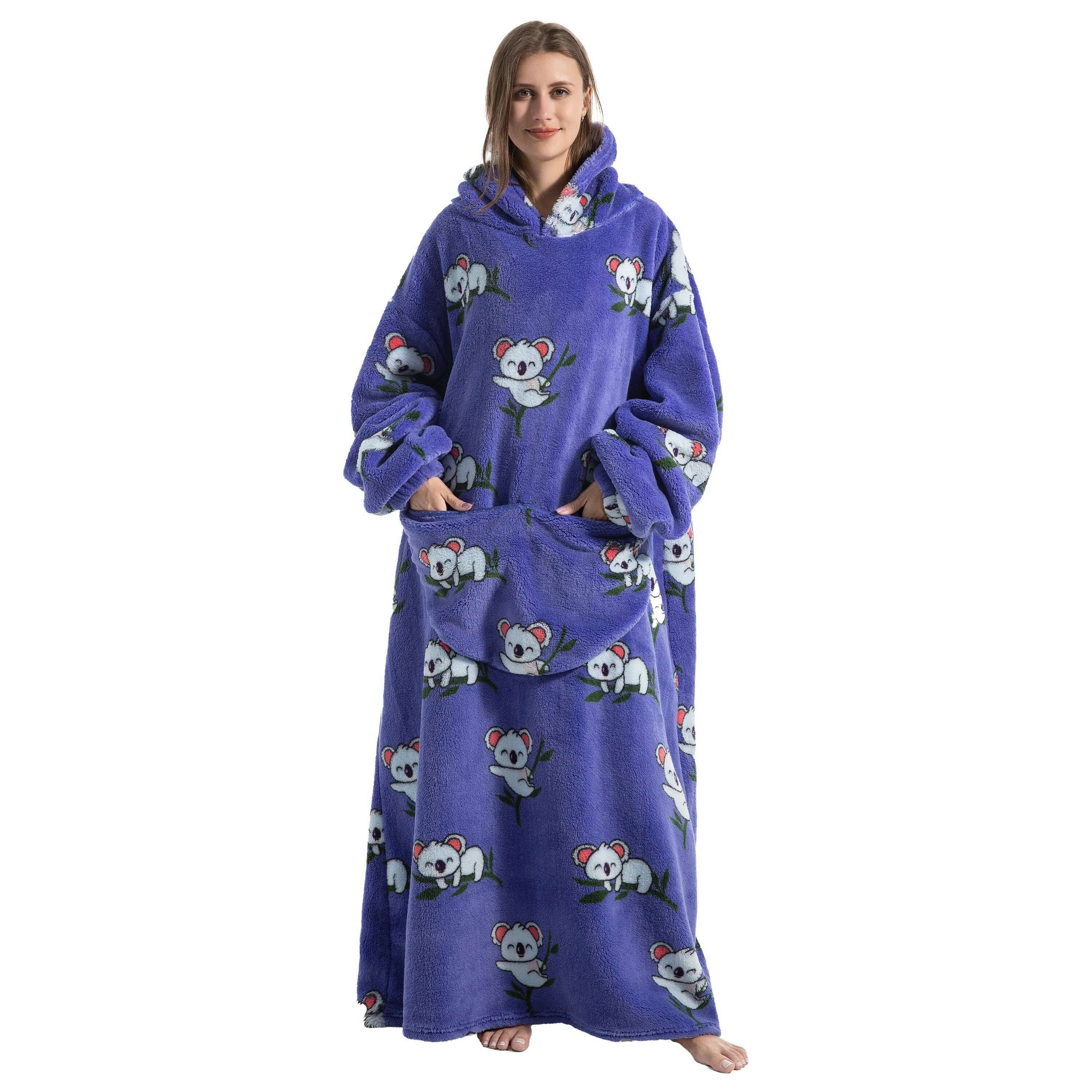 2023 New Oversized TV Wearable Blanket Extra Long Warm Plush Fleece Winter Sherp Hoodie Men Women Soft Sweatshirt Gifts - KIMLUD