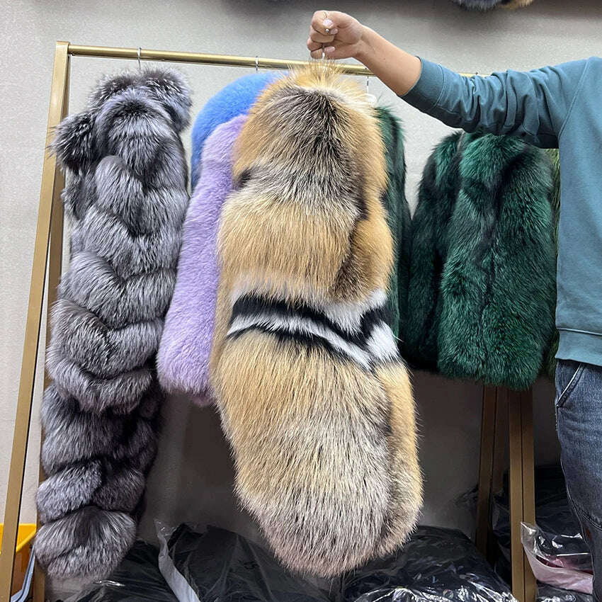 2023 New Real Natural Silver Fox Fur Coat Women Highend Quality Genuine Women Winter Luxury Female Jacket OuterwearLong Sleeve - KIMLUD