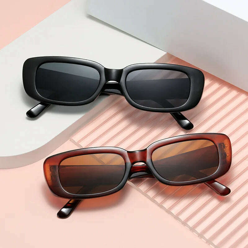 2023 New Retro Small Sunglasses Men's and Women's Fashion Trendy Vintage Popular Square Frame Rectangle Sunglasses UV Protection - KIMLUD