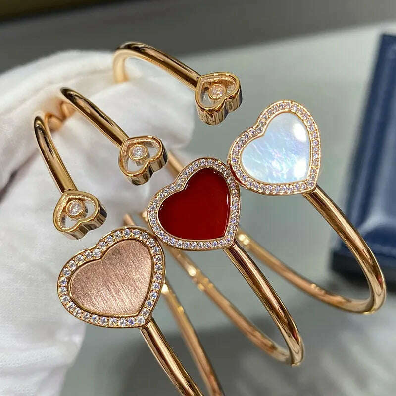 KIMLUD, 2023 New Rose Gold Red Agate White Fritillaria Heart shaped Bracelet for Women's Fashion Exquisite Luxury Jewelry Party Gift, KIMLUD Womens Clothes