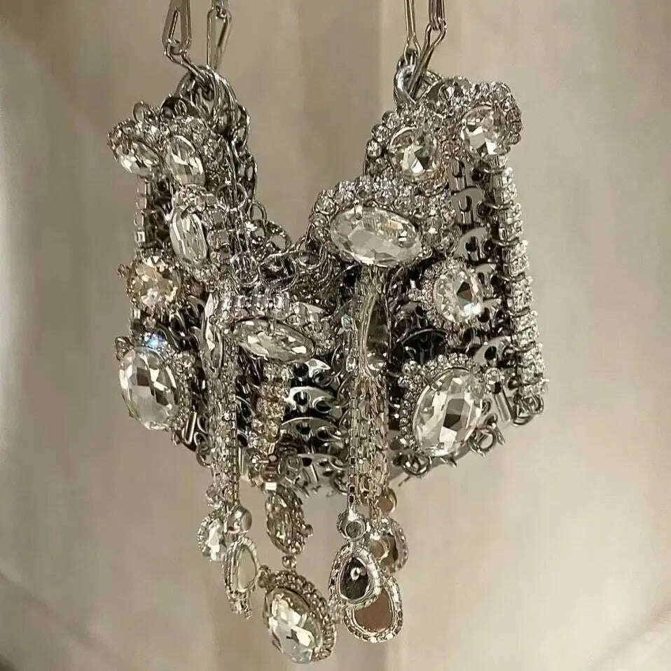 KIMLUD, 2023 New Summer Diamond Crystal Bag Heavy Duty Aluminum Panel Diamond Chain Underarm Bag Crossbody Shoulder Bag Shiny Small Bag, KIMLUD Womens ClothesKIMLUD, 2023 New Summer Diamond Crystal Bag Heavy Duty Aluminum Panel Diamond Chain Underarm Bag Crossbody Shoulder Bag Shiny Small Bag, Silver   1, KIMLUD APPAREL - Womens Clothes