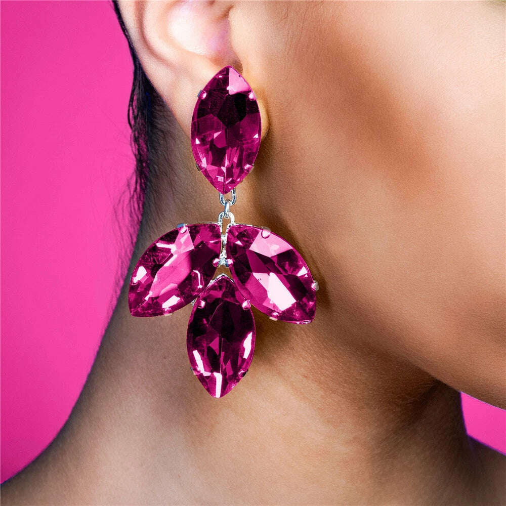 KIMLUD, 2023 New Trend Rhinestone Earrings Drops Dangle Women's Earrings Dinner Wedding Bride Accessories Fashion Statement Jewelry, SILVER PLATED, KIMLUD APPAREL - Womens Clothes
