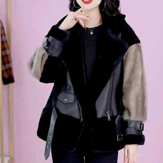 2023 New Turn-down Collar Winter Jacket Women Faux Fur Coat Elegant Thick Warm Outerwear Street Wear Fake Fur Fashion T76 - KIMLUD