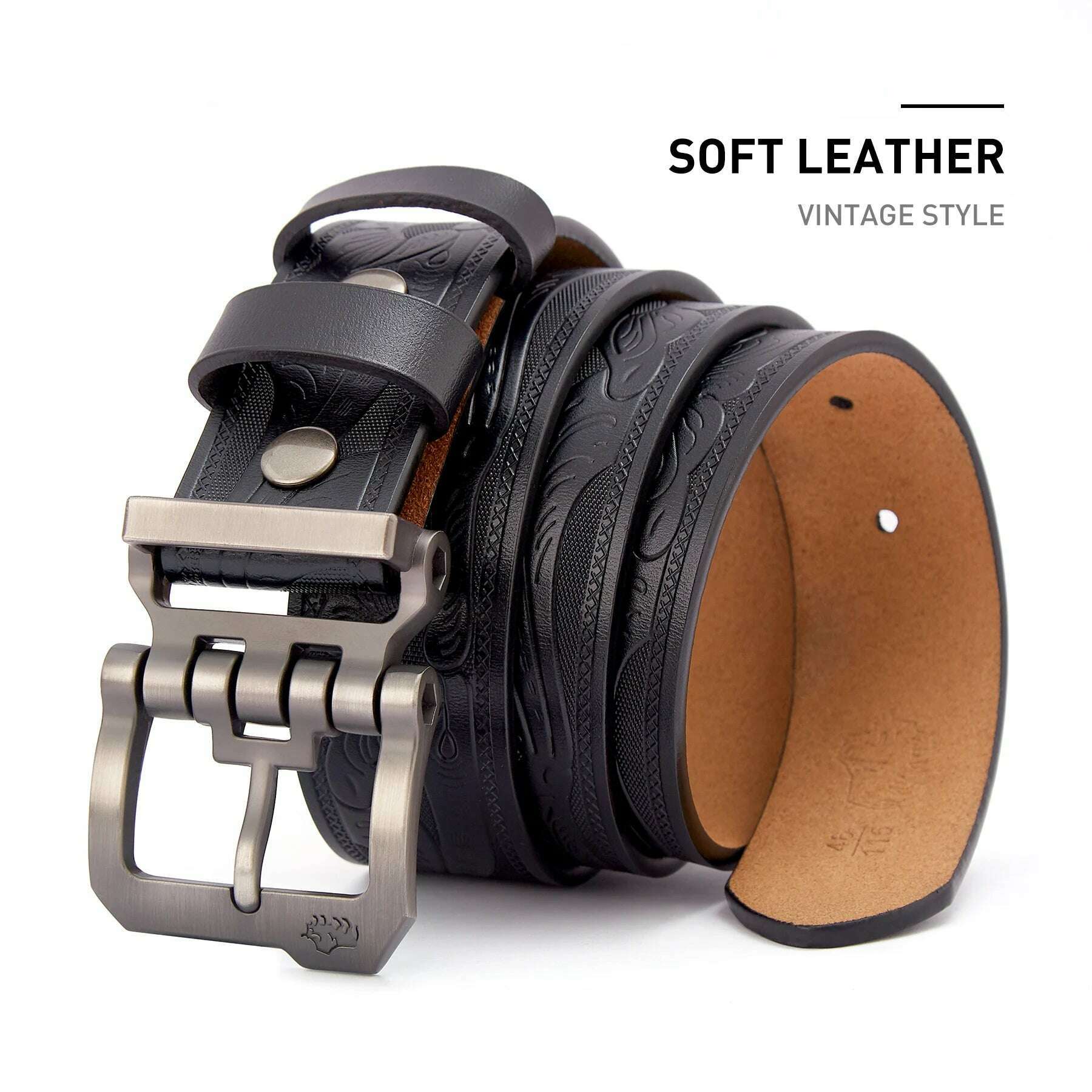 2023 New Vintage Men's Belt Luxury Designer Spilt Genuine Leather Belts Pin Buckle Waist Strap for Male's Jeans Free Shipping - KIMLUD