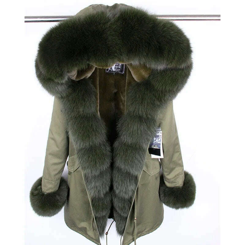 KIMLUD, 2023 New Winter warm Coat Natural Real Fox fur Jacket Hooded Black Woman Parkas Mulher Parkas Women's Jacket, 9 / S, KIMLUD Women's Clothes