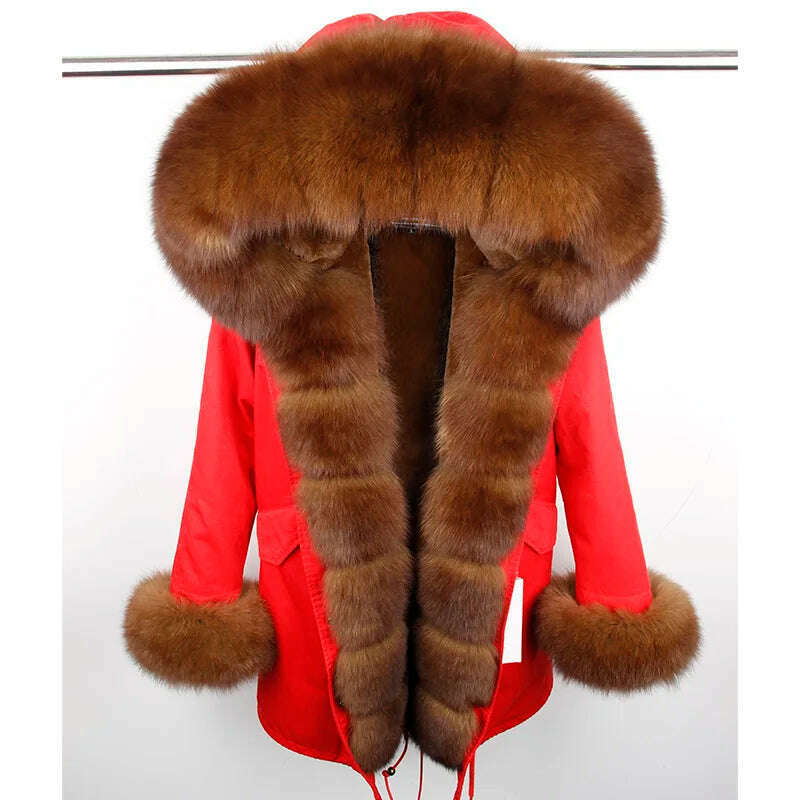 KIMLUD, 2023 New Winter warm Coat Natural Real Fox fur Jacket Hooded Black Woman Parkas Mulher Parkas Women's Jacket, KIMLUD Women's Clothes