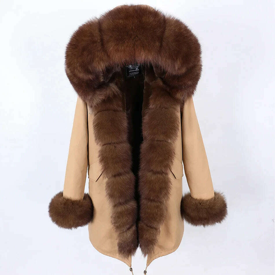 KIMLUD, 2023 New Winter warm Coat Natural Real Fox fur Jacket Hooded Black Woman Parkas Mulher Parkas Women's Jacket, KIMLUD Women's Clothes