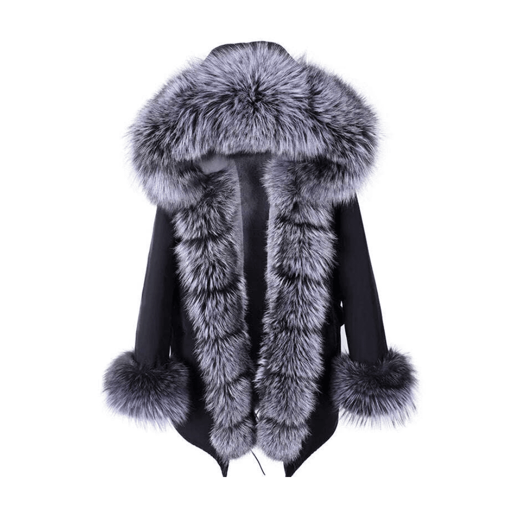 KIMLUD, 2023 New Winter warm Coat Natural Real Fox fur Jacket Hooded Black Woman Parkas Mulher Parkas Women's Jacket, 32 / S, KIMLUD Women's Clothes