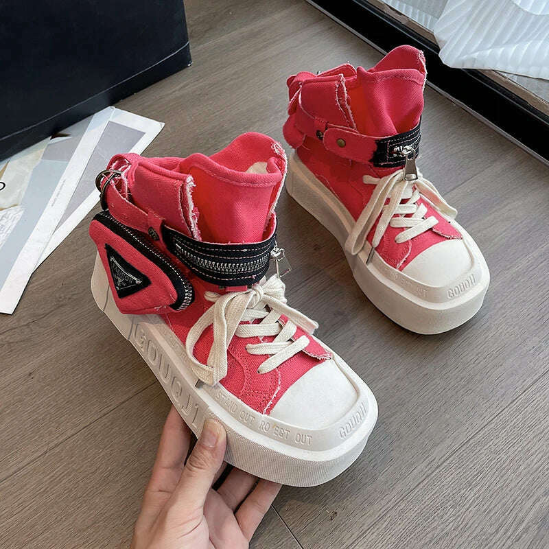 2023 New Women's Ankle Boots Fashion Cowboy Knight Boot Punk Gothic Classic Denim Canvas Shoes Short Goth Platform Shoes - KIMLUD