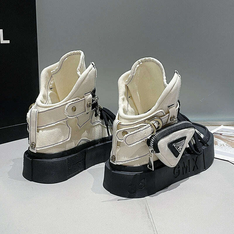 2023 New Women's Ankle Boots Fashion Cowboy Knight Boot Punk Gothic Classic Denim Canvas Shoes Short Goth Platform Shoes - KIMLUD