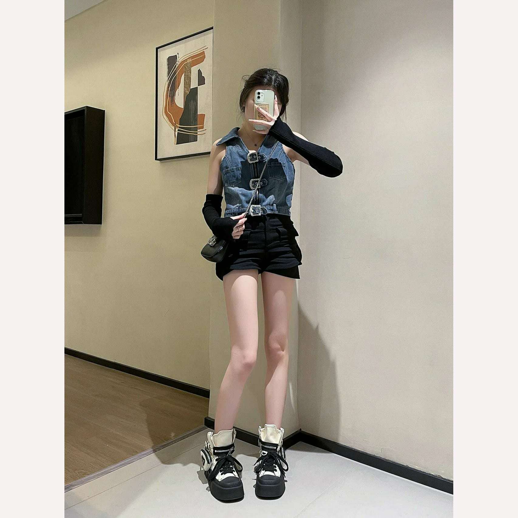 2023 New Women's Ankle Boots Fashion Cowboy Knight Boot Punk Gothic Classic Denim Canvas Shoes Short Goth Platform Shoes - KIMLUD