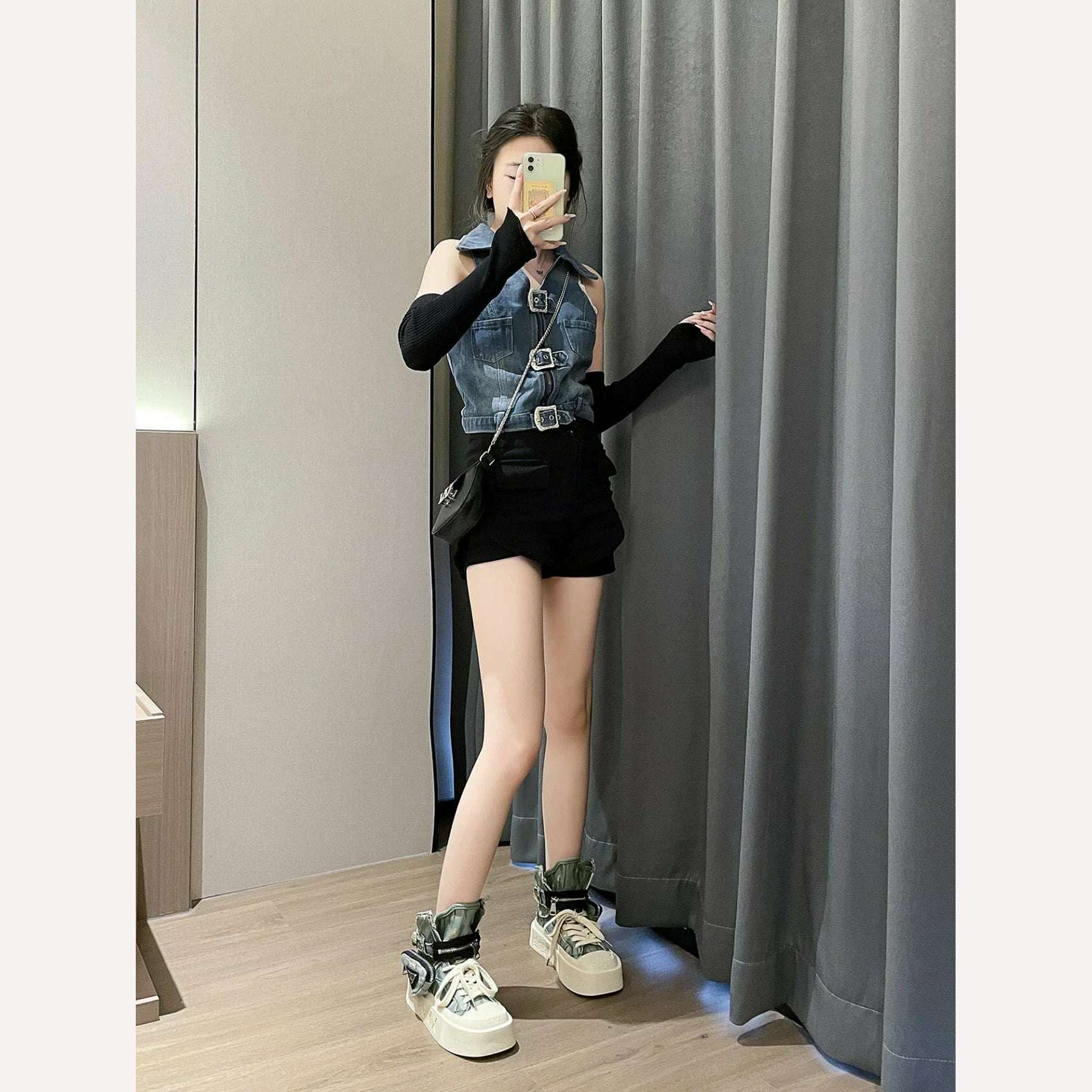 2023 New Women's Ankle Boots Fashion Cowboy Knight Boot Punk Gothic Classic Denim Canvas Shoes Short Goth Platform Shoes - KIMLUD