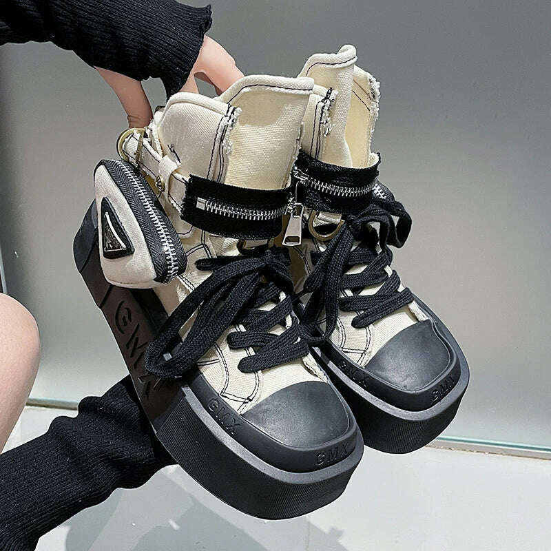 2023 New Women's Ankle Boots Fashion Cowboy Knight Boot Punk Gothic Classic Denim Canvas Shoes Short Goth Platform Shoes - KIMLUD