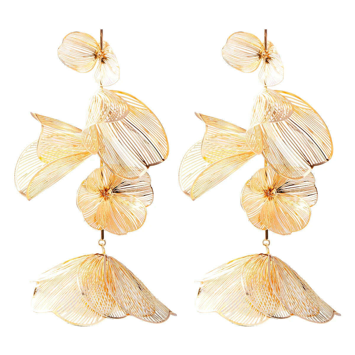 KIMLUD, 2023 New ZAA Earrings Long Metal Flower Dangle Drop Earrings for Women Vintage Golden Personality Jewelry Pendientes Wholesale, 57263-GD, KIMLUD Womens Clothes