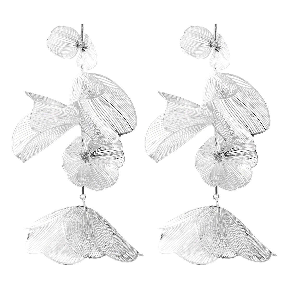 KIMLUD, 2023 New ZAA Earrings Long Metal Flower Dangle Drop Earrings for Women Vintage Golden Personality Jewelry Pendientes Wholesale, 57263-SV, KIMLUD Womens Clothes