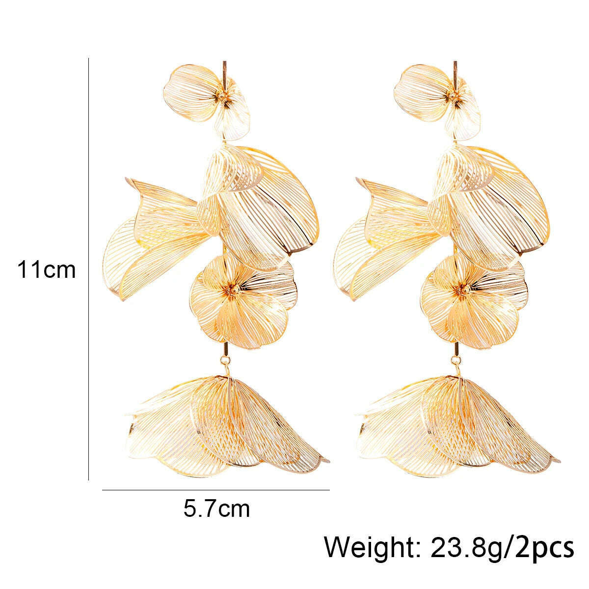 KIMLUD, 2023 New ZAA Earrings Long Metal Flower Dangle Drop Earrings for Women Vintage Golden Personality Jewelry Pendientes Wholesale, KIMLUD Womens Clothes