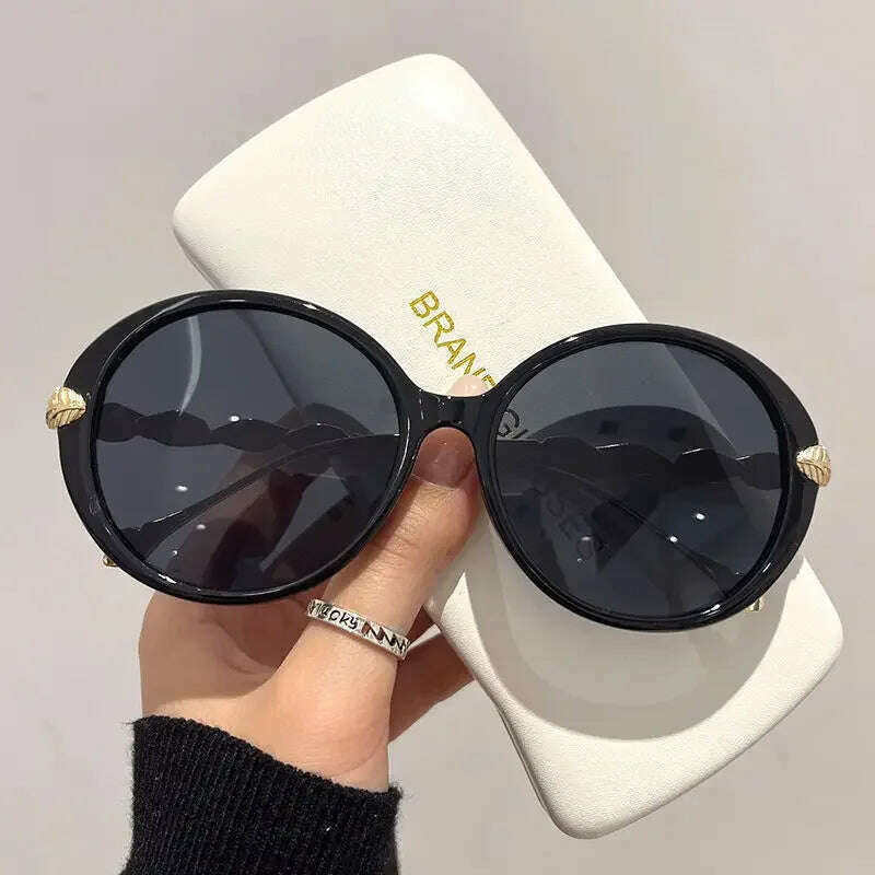 KIMLUD, 2023 Plastic Classic Vintage Sunglasses Woman Oversized Round Frame Female Glasses Big Shades Oculos New, KIMLUD Womens Clothes