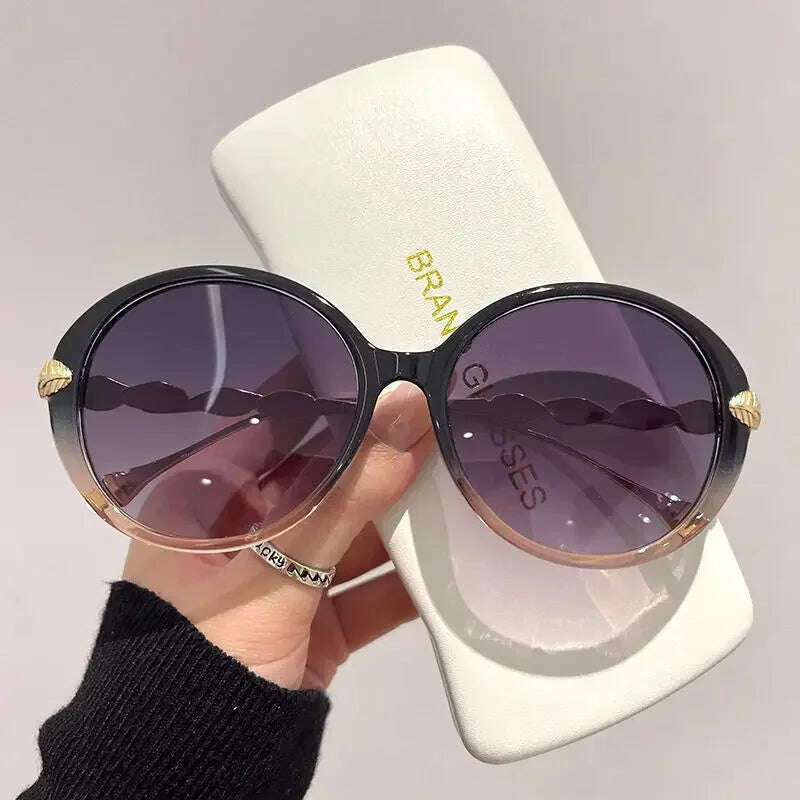 KIMLUD, 2023 Plastic Classic Vintage Sunglasses Woman Oversized Round Frame Female Glasses Big Shades Oculos New, KIMLUD Womens Clothes