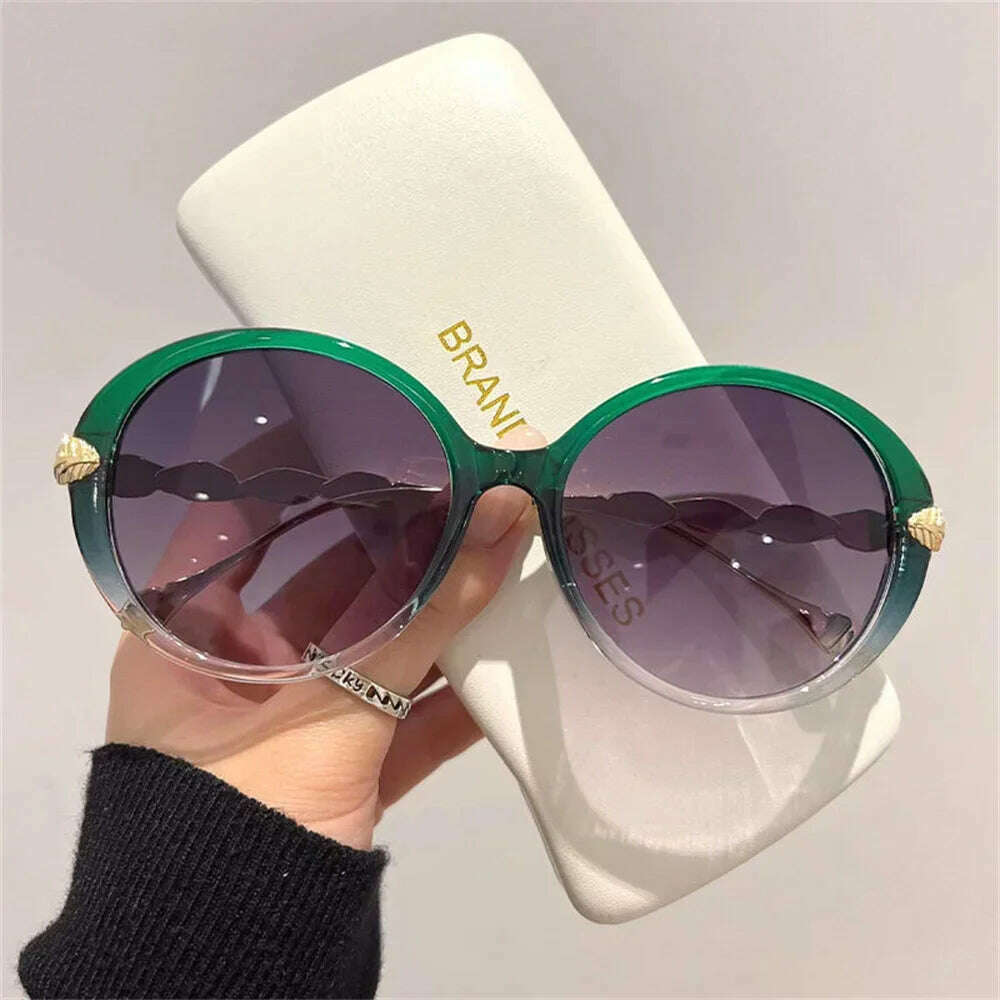 KIMLUD, 2023 Plastic Classic Vintage Sunglasses Woman Oversized Round Frame Female Glasses Big Shades Oculos New, KIMLUD Womens Clothes