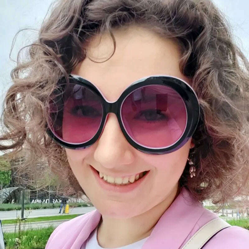 KIMLUD, 2023 Plastic Classic Vintage Sunglasses Woman Oversized Round Frame Female Glasses Big Shades Oculos New, KIMLUD Womens Clothes