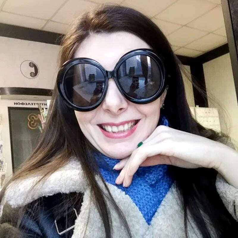 KIMLUD, 2023 Plastic Classic Vintage Sunglasses Woman Oversized Round Frame Female Glasses Big Shades Oculos New, KIMLUD Womens Clothes