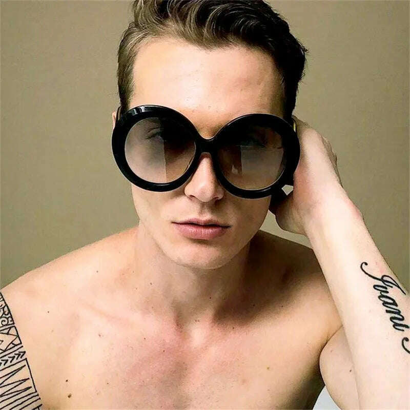 KIMLUD, 2023 Plastic Classic Vintage Sunglasses Woman Oversized Round Frame Female Glasses Big Shades Oculos New, KIMLUD Womens Clothes