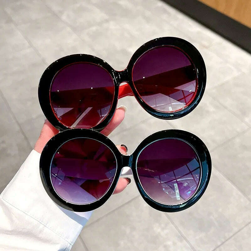 2023 Plastic Classic Vintage Sunglasses Woman Oversized Round Frame Luxury Brand Designer Female Glasses Big Shades Oculos New - KIMLUD