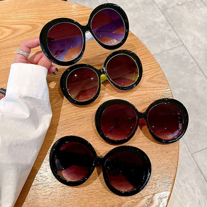 2023 Plastic Classic Vintage Sunglasses Woman Oversized Round Frame Luxury Brand Designer Female Glasses Big Shades Oculos New - KIMLUD
