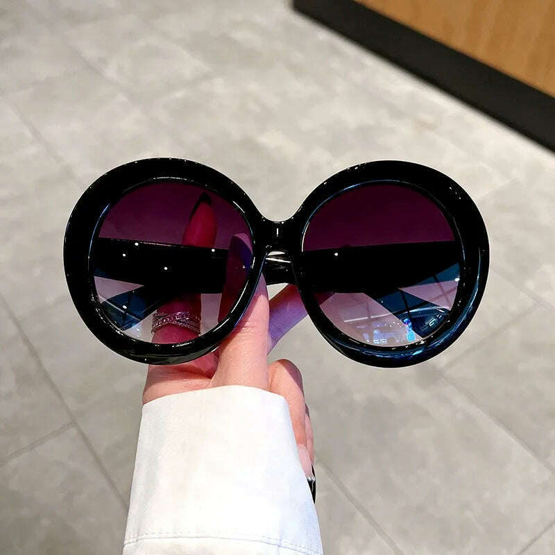 2023 Plastic Classic Vintage Sunglasses Woman Oversized Round Frame Luxury Brand Designer Female Glasses Big Shades Oculos New - KIMLUD